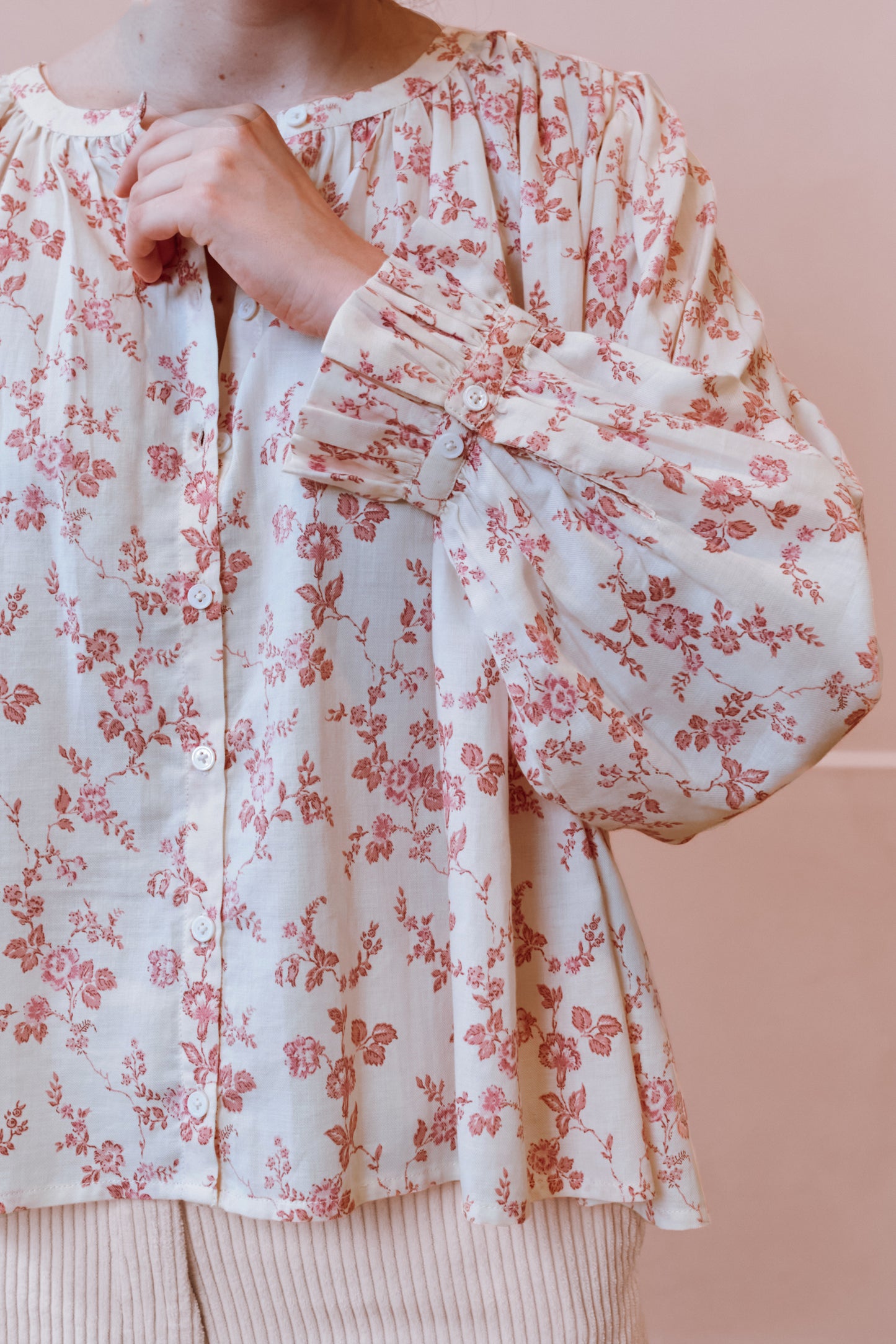 Blouse - Fleurie écru et rose