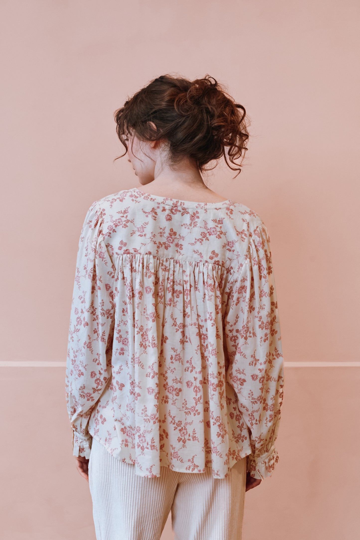 Blouse - Fleurie écru et rose