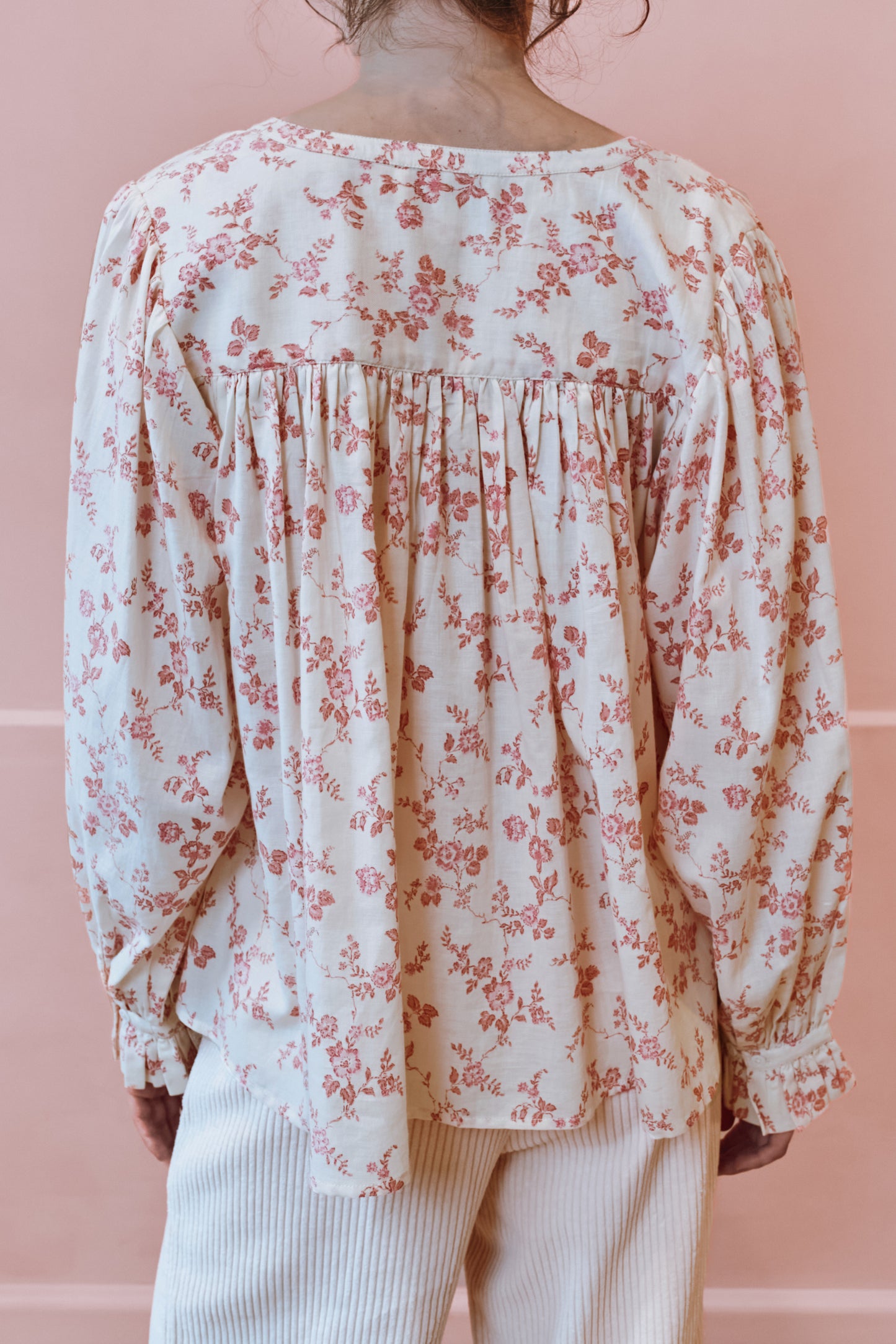 Blouse - Fleurie écru et rose