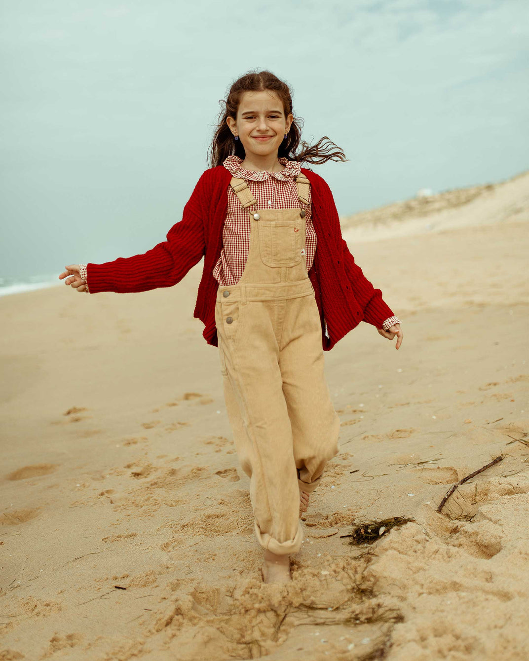 Cardigan enfant laine recyclée rouge