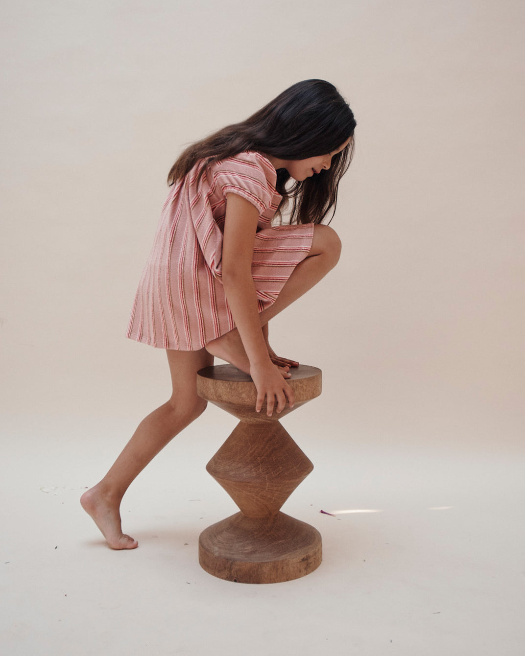 Rosette striped terry cloth dress