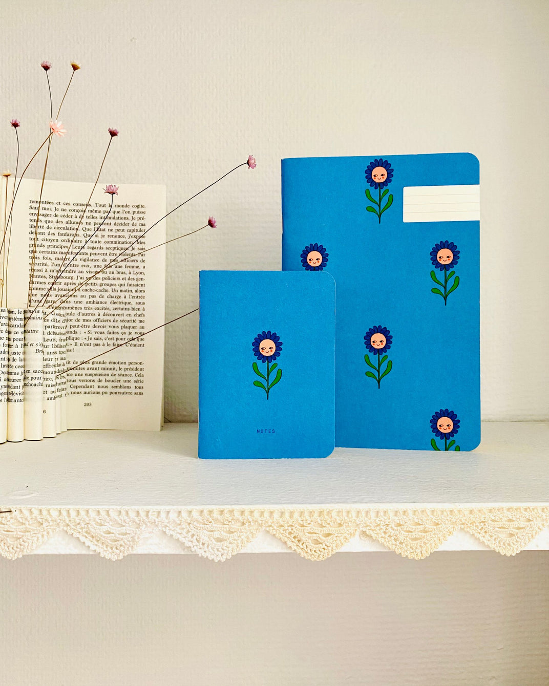 Lot de 2 cahiers marguerite bleu Season Paper