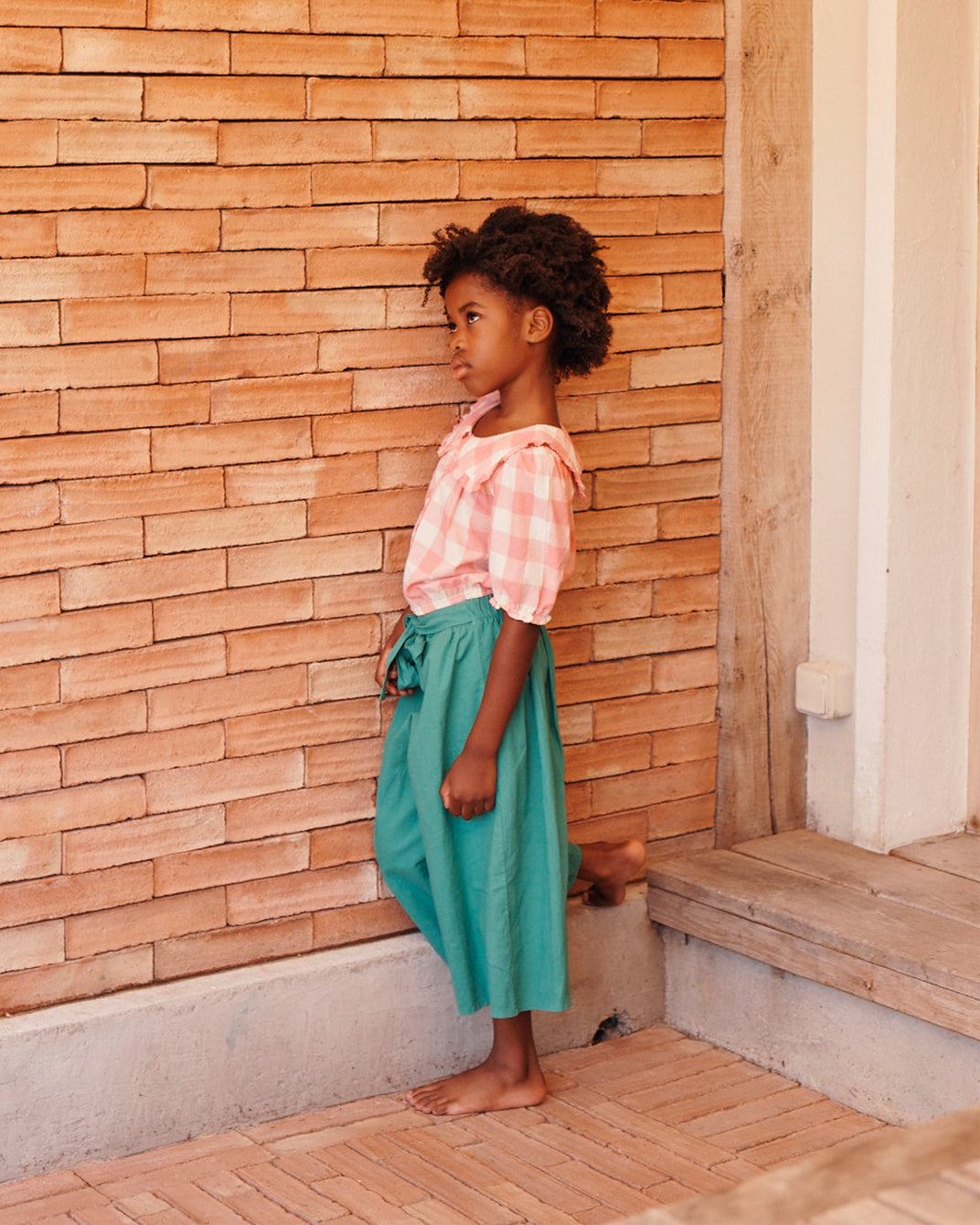 Pantalon - noué lin et coton haricot