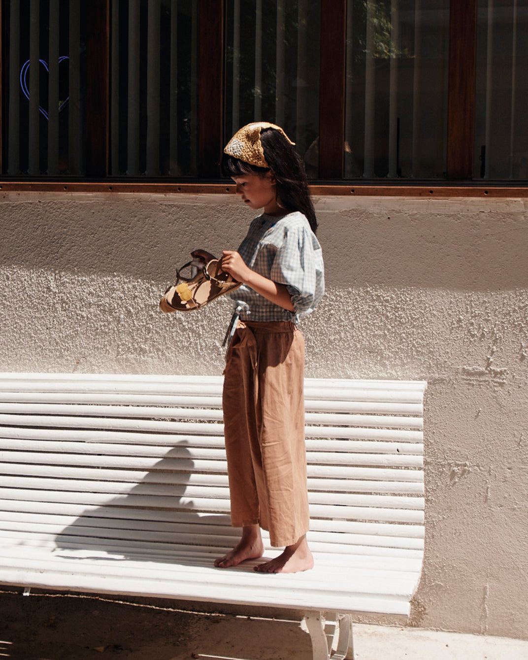 Honey linen and cotton knotted pants