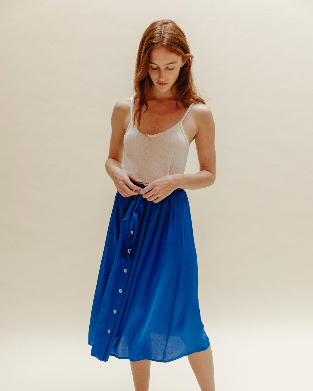 Women's plain ecru modal tank top