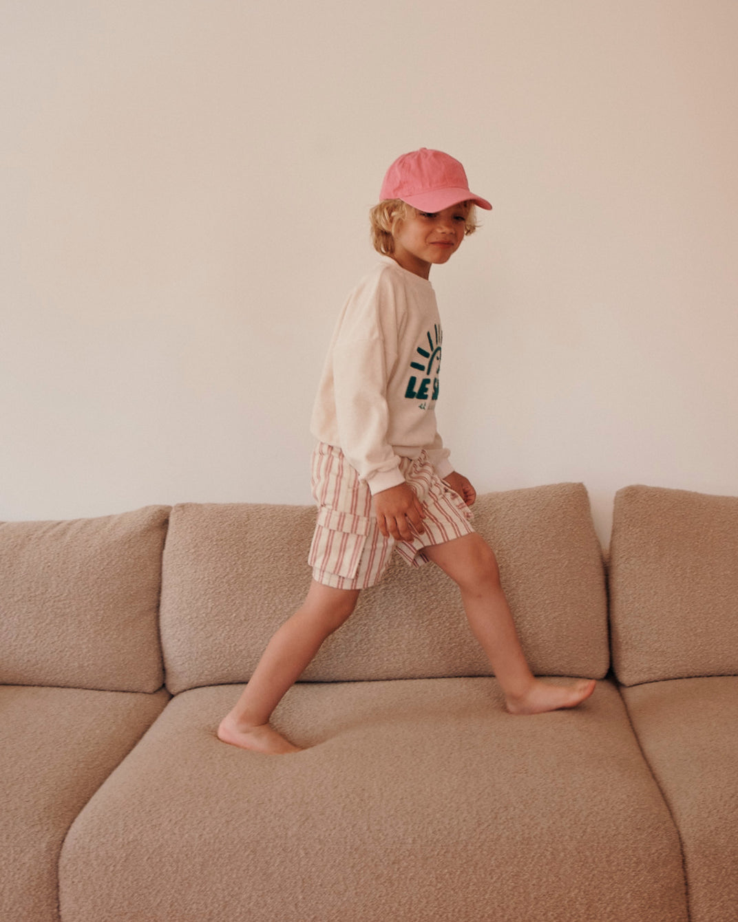 Pink striped cargo shorts