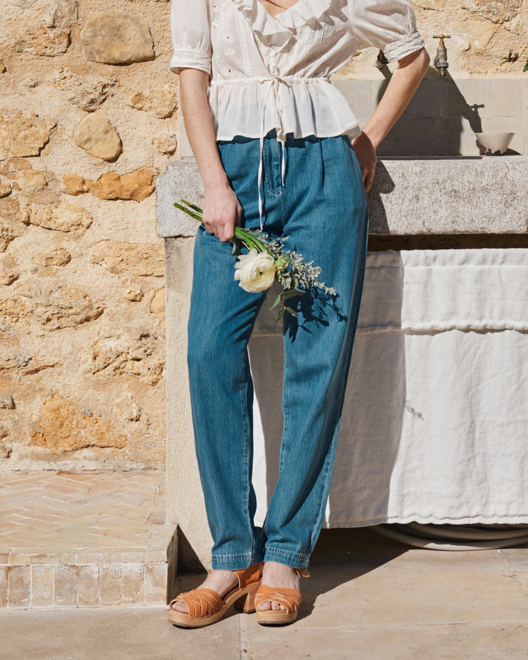 Pantalon - Carotte denim bleu
