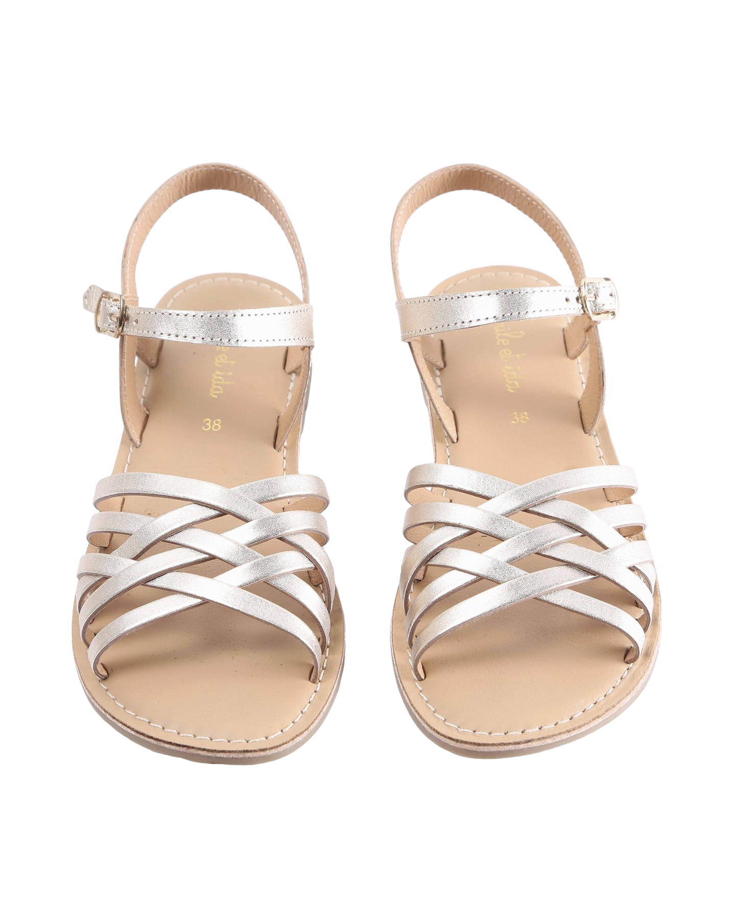 Girls' gold braided sandals