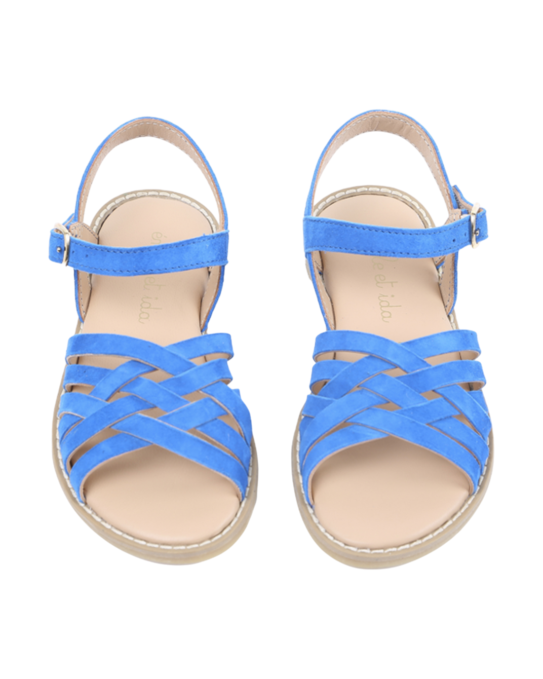Blue braided leather sandals