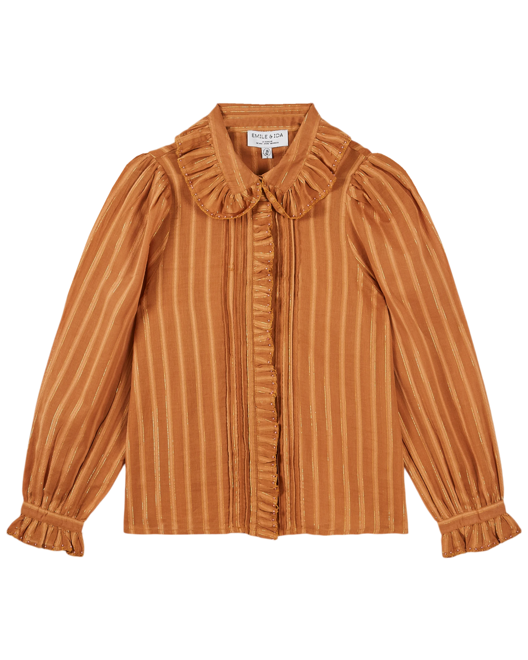 Caramel lurex blouse with pearls