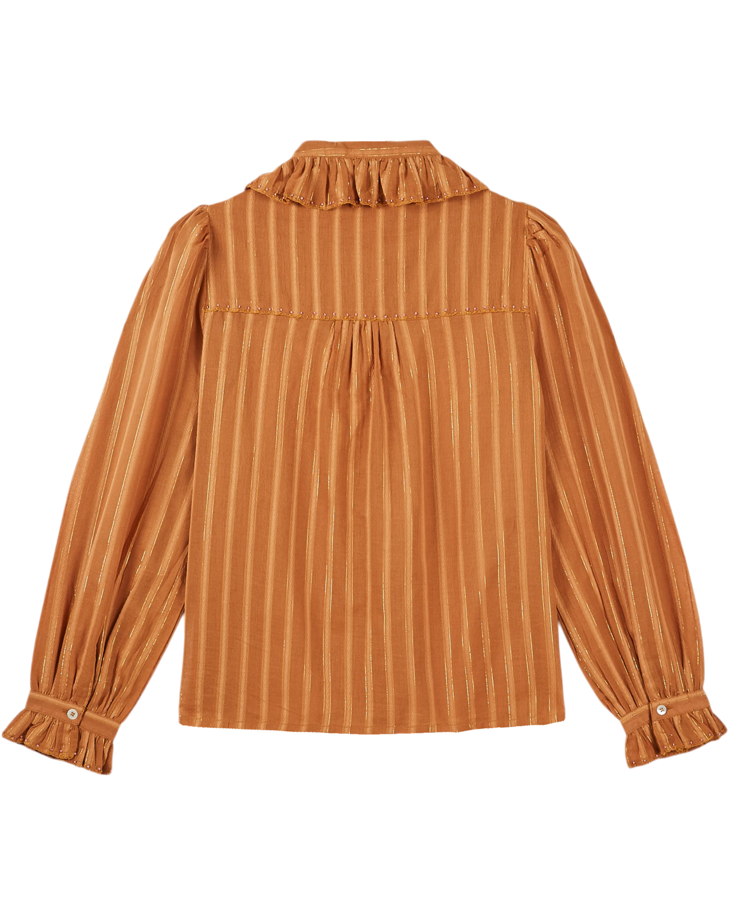 Caramel lurex blouse with pearls