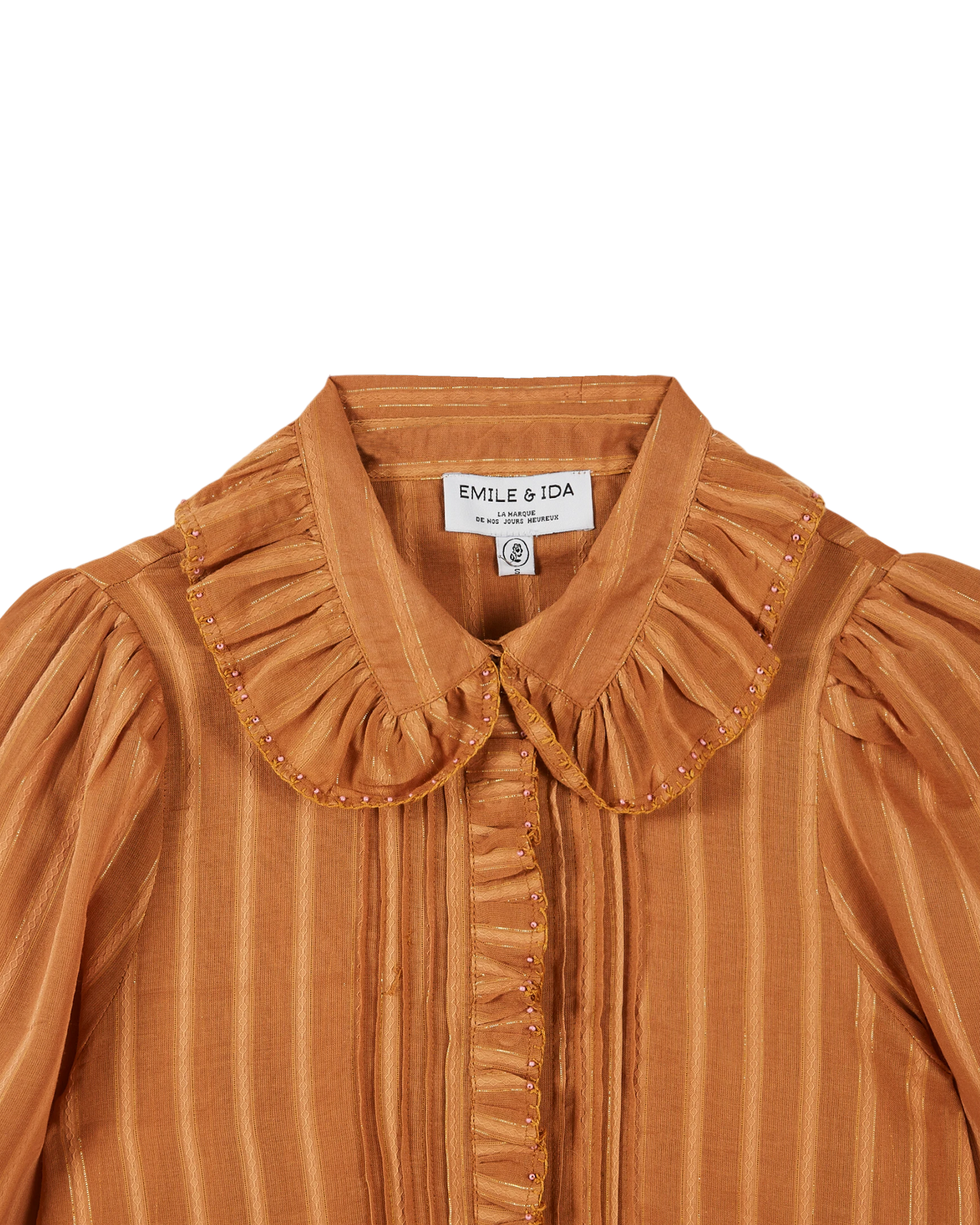 Caramel lurex blouse with pearls