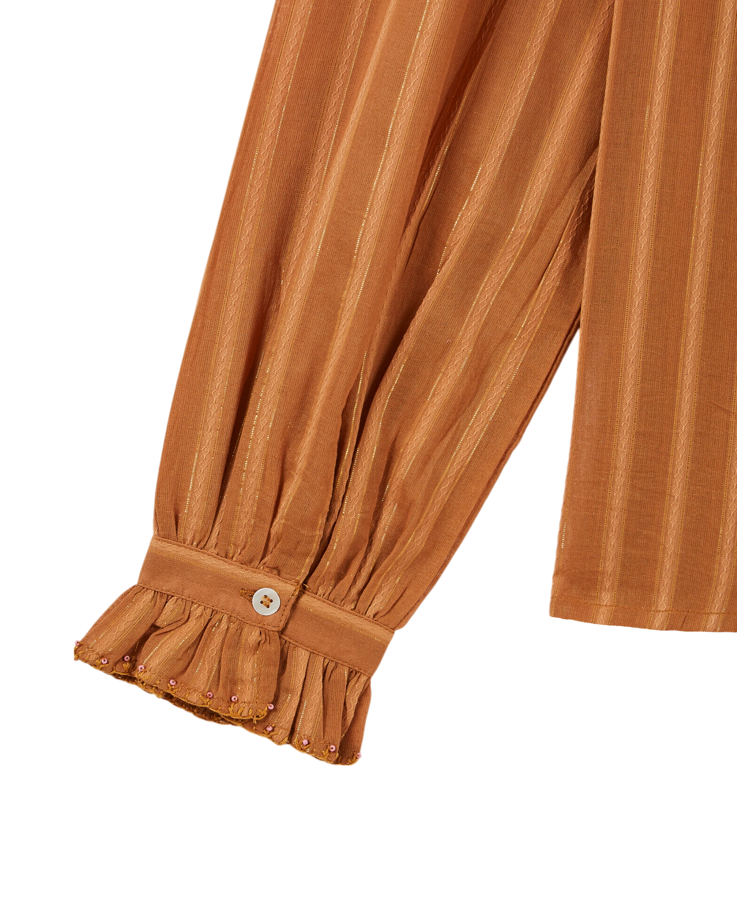 Caramel lurex blouse with pearls