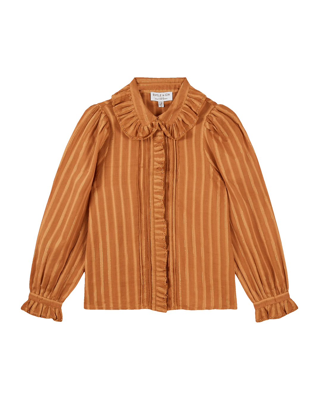 Caramel lurex blouse with pearls