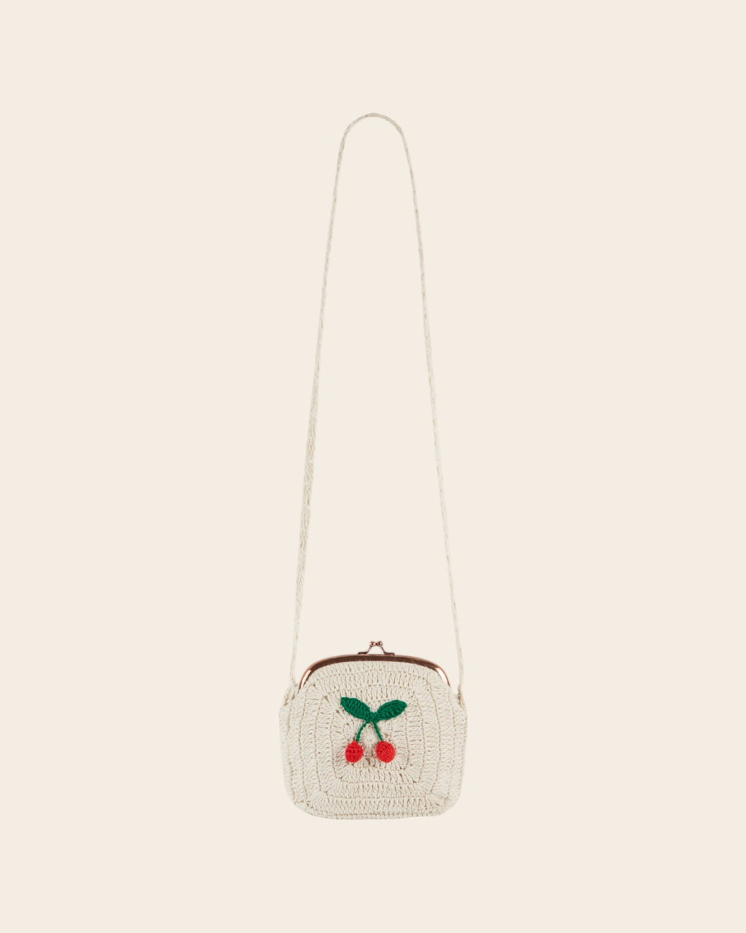 Sac aumônière crochet cerise écru