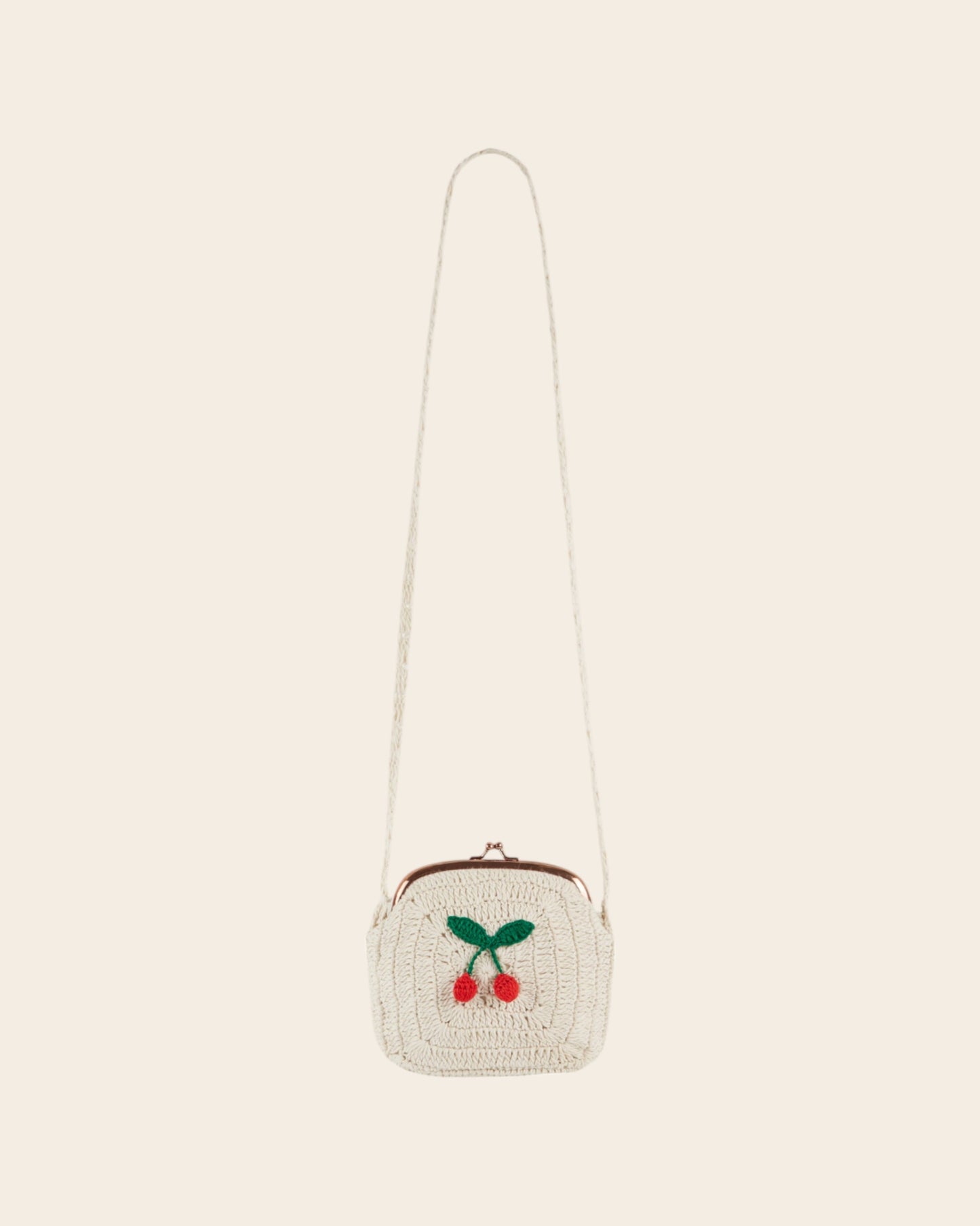 Sac aumônière crochet cerise écru