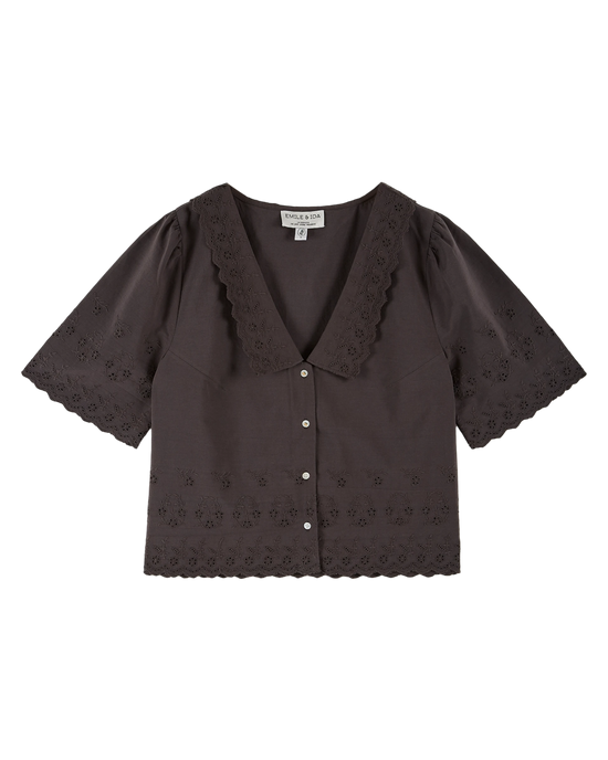 emile et ida Blouse broderie anglaise bitume