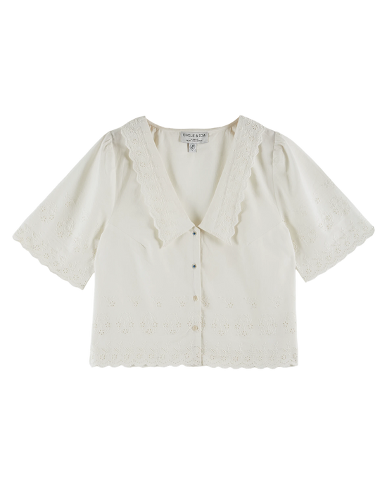 emile et ida Blouse broderie anglaise blanc