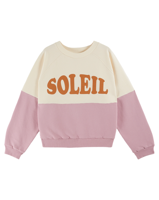 emile et ida Sweat soleil coton bio lilas et écru