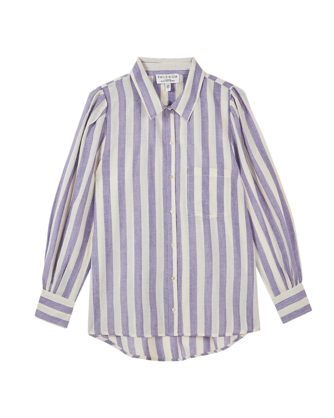 Chemise khadi - Rayures violet et blanc