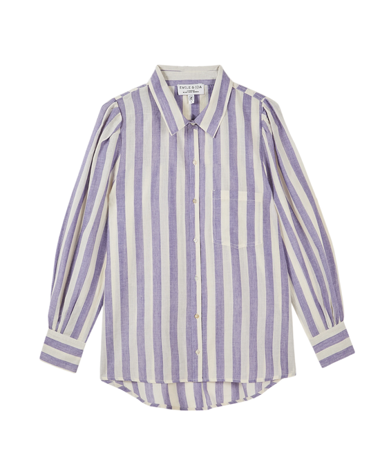 emile et ida Chemise khadi rayures bleu et blanc