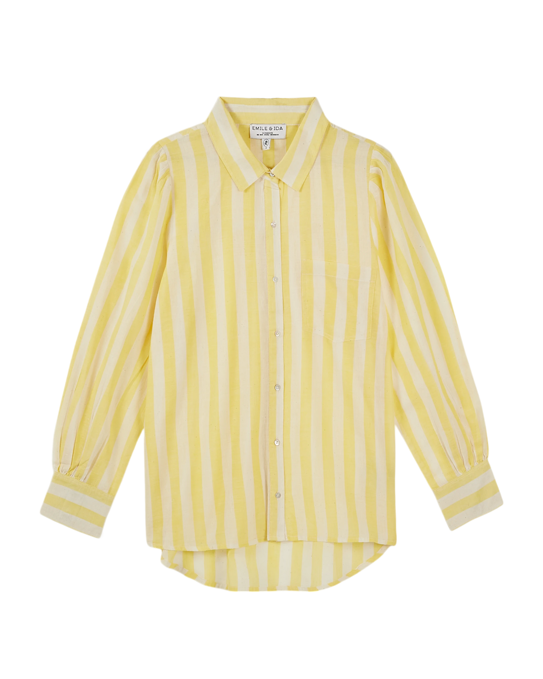 Chemise khadi rayures jaune et blanc