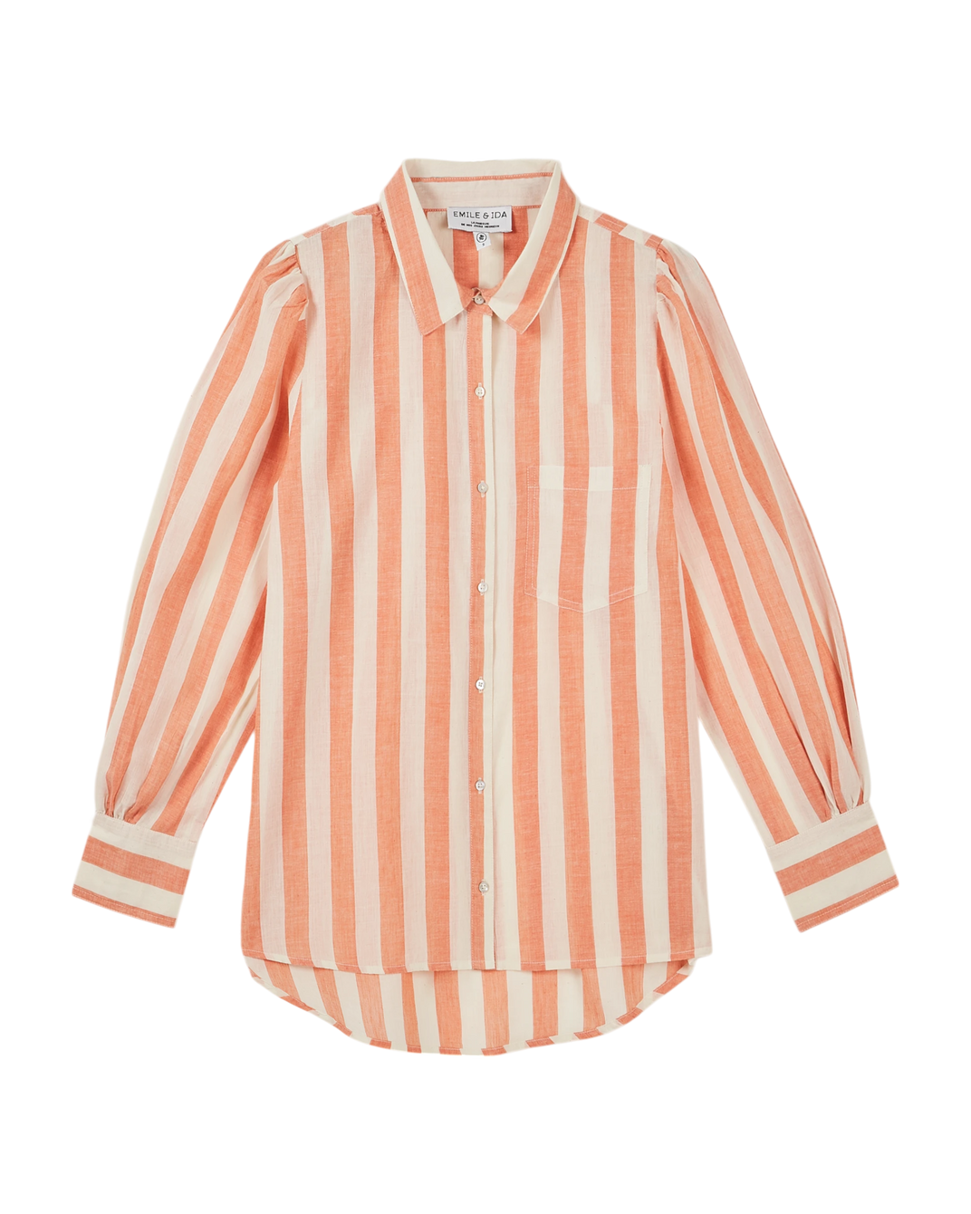 Chemise khadi - Rayures orange et blanc