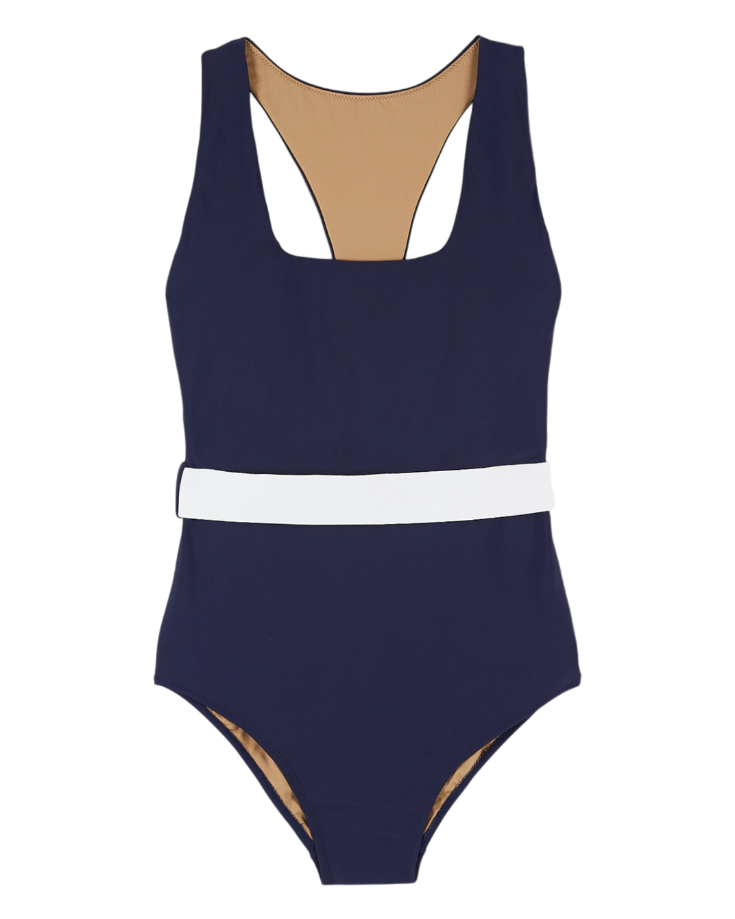 Maillot de bain 1 pièce ceinturé marine