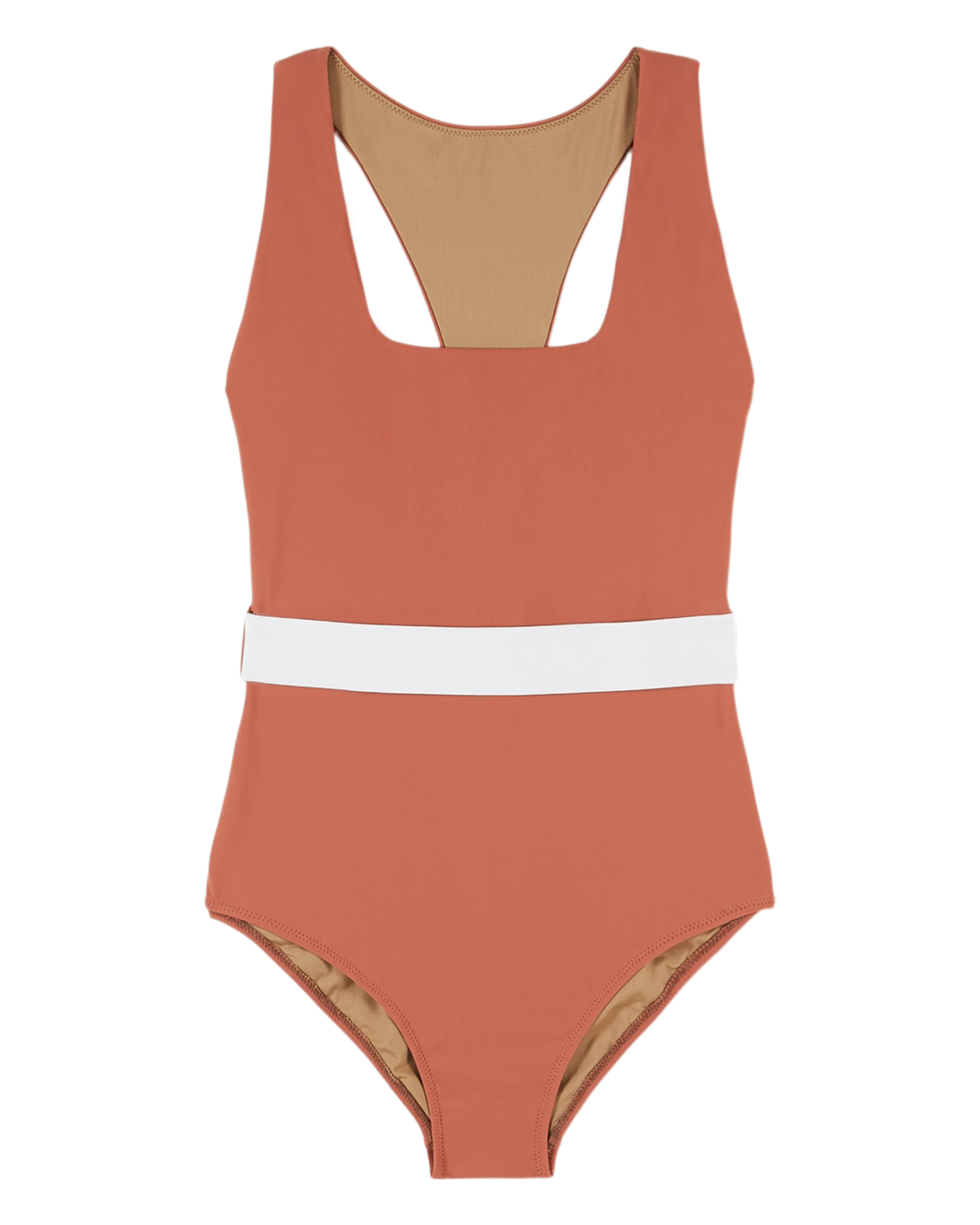 Maillot de bain 1 pièce ceinturé terracotta