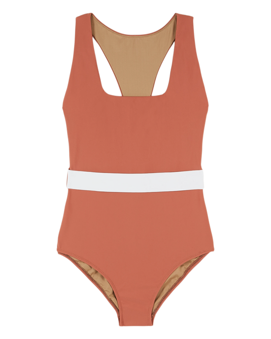 emile et ida Maillot de bain 1 pièce ceinturé terracotta