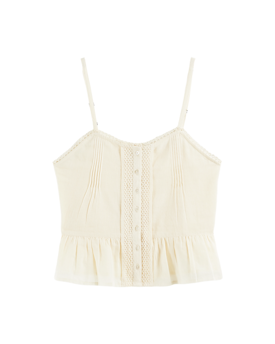 emile et ida Top fines bretelles écru