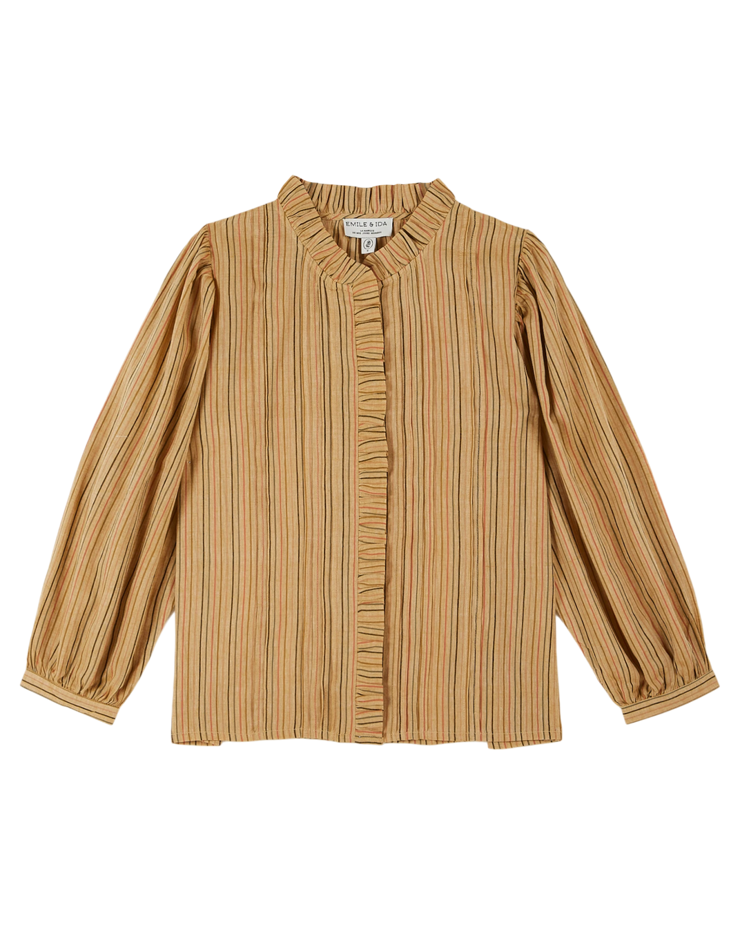 Blouse khadi rayures ocre clair