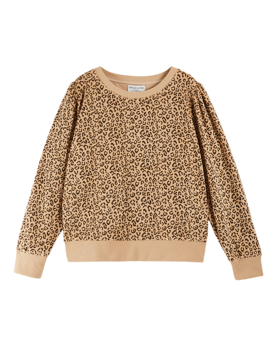 emile et ida Sweat éponge léopard beige et noir