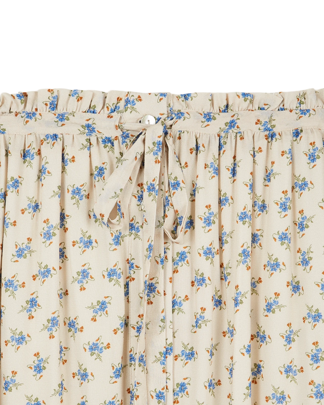 Jupe midi fleurs bleues