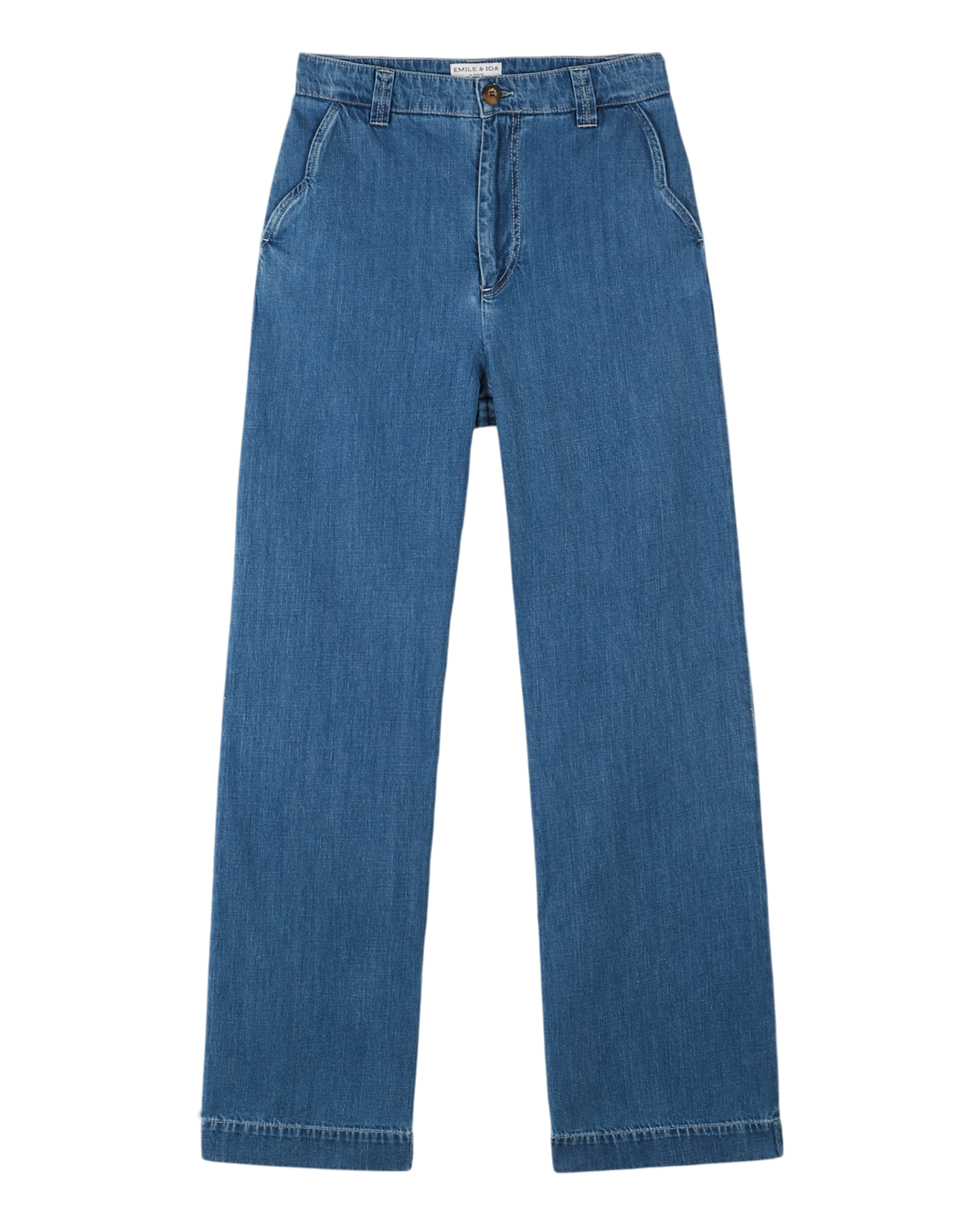 Blue organic cotton scalloped pocket jeans