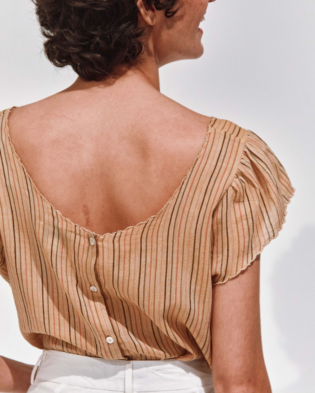 Top - khadi rayures ocre clair