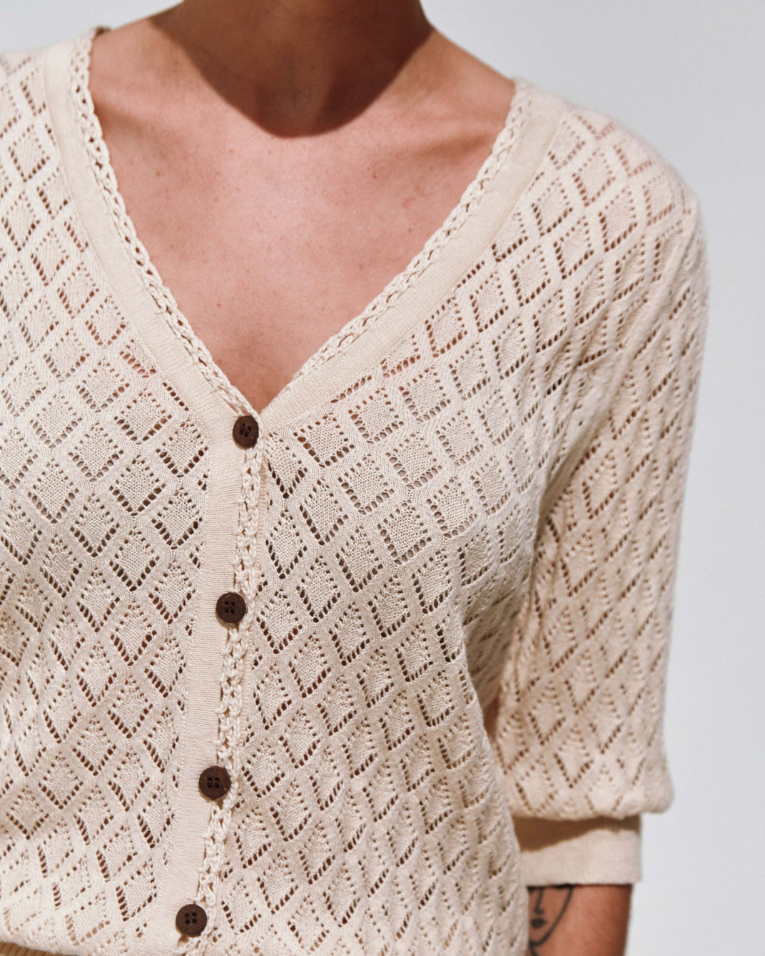 Cardigan - graphique écru