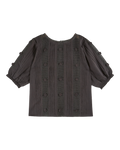 Embroidered flower lace blouse with bitumen