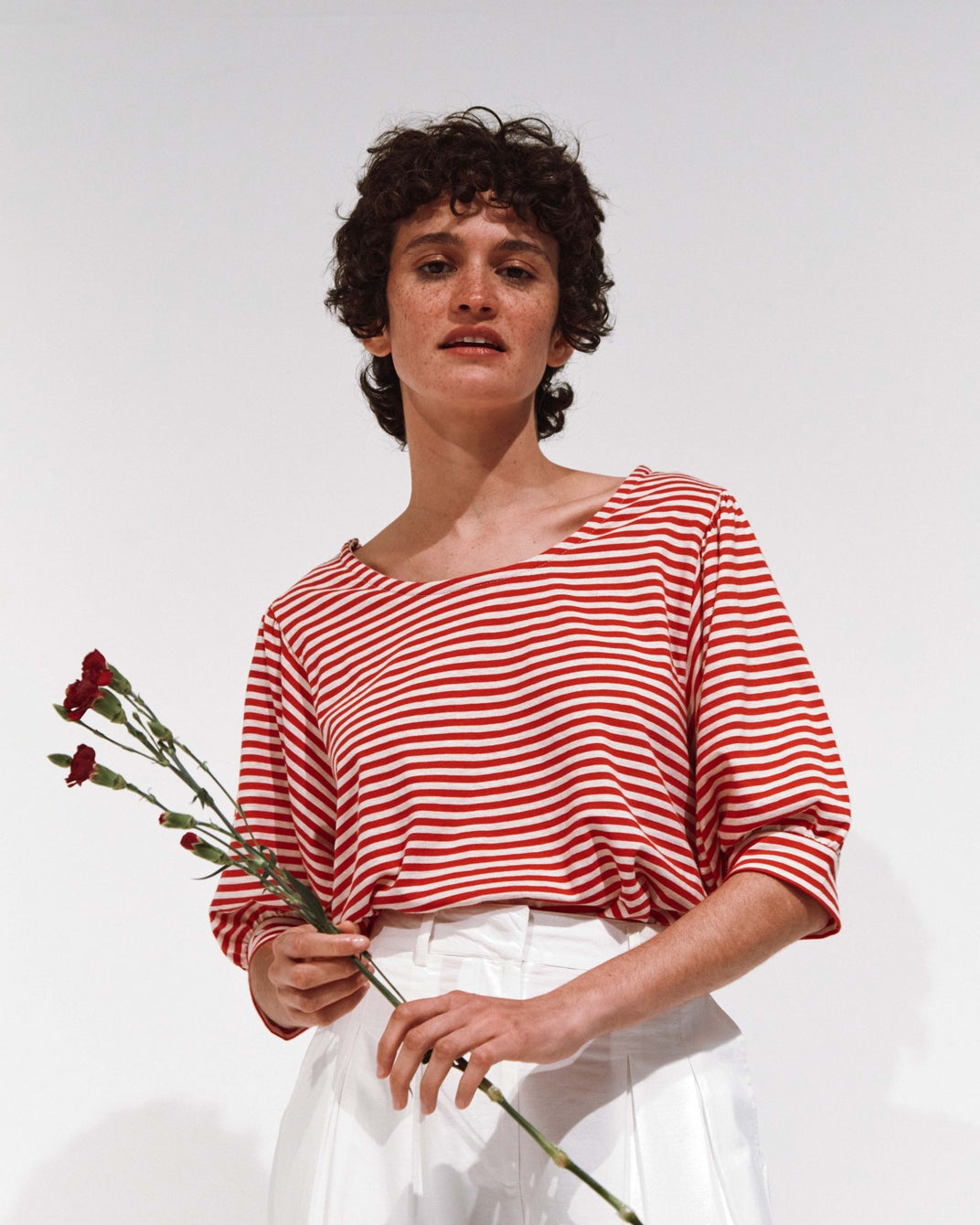 T-shirt - rayures blanc et rouge