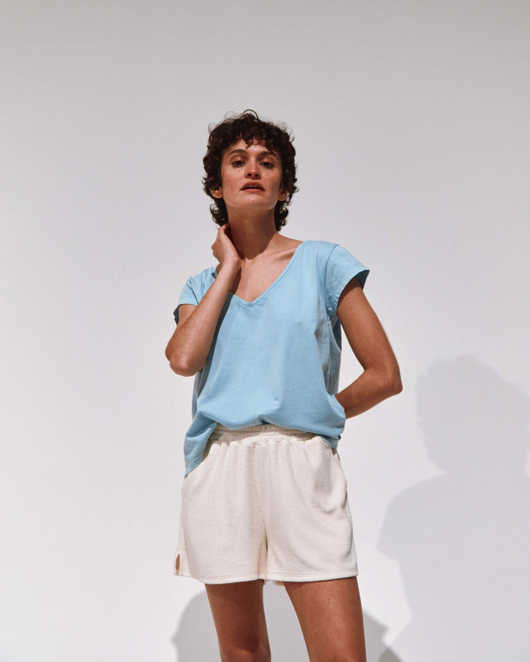Ice blue organic cotton and dye t-shirt
