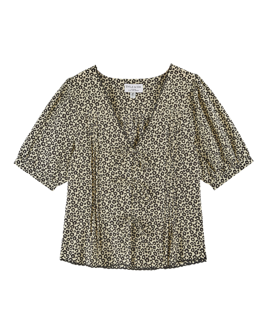 emile et ida Blouse léopard noir et blanc