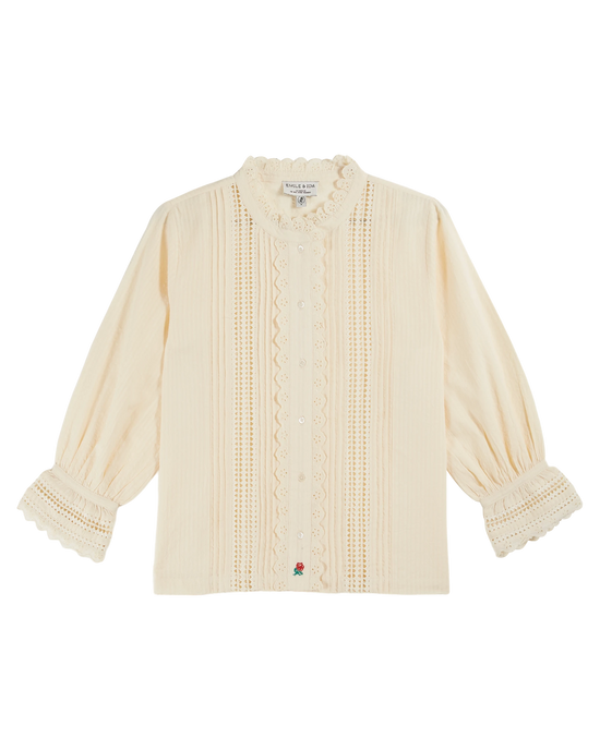 emile et ida Blouse dentelle broderie anglaise écru