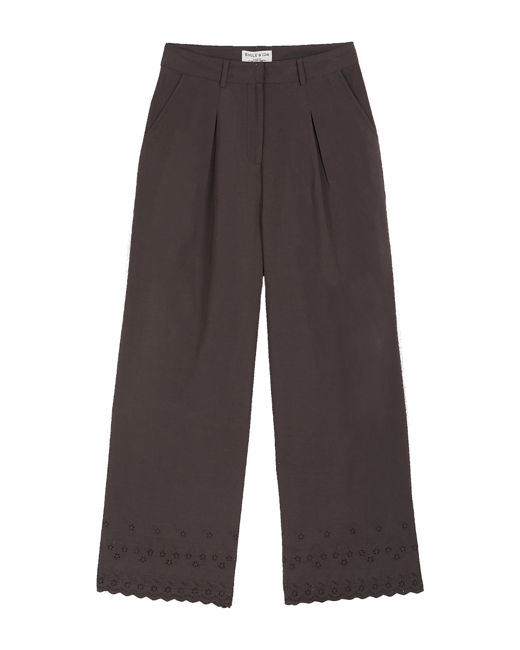 Pantalon - broderie anglaise bitume