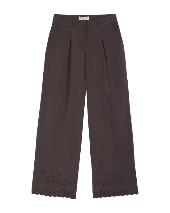 emile et ida Pantalon broderie anglaise bitume