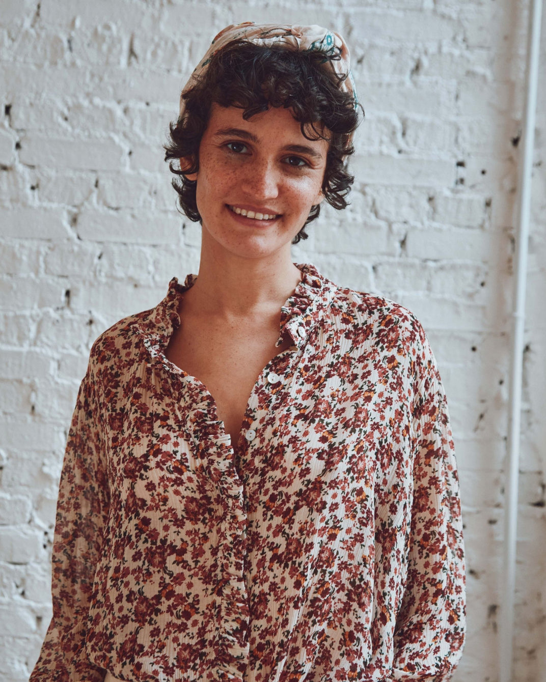 Blouse - volantée crépon myosotis rose