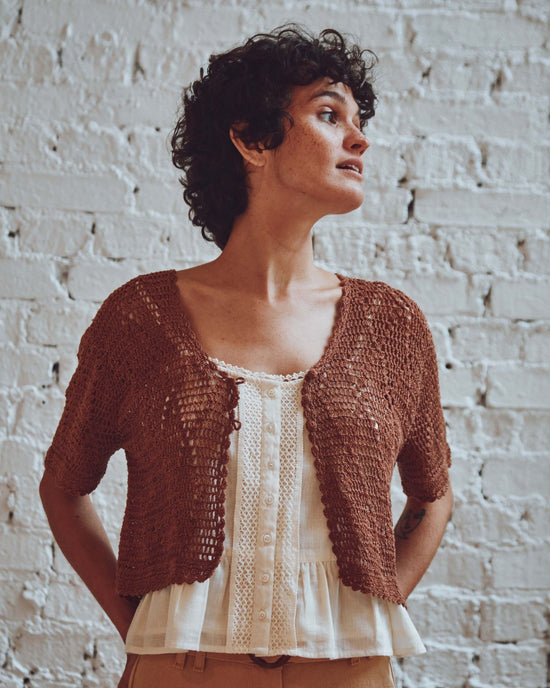 emile et ida Cardigan femme crochet caramel
