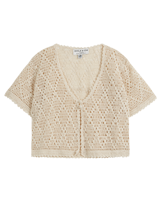emile et ida Cardigan femme crochet écru