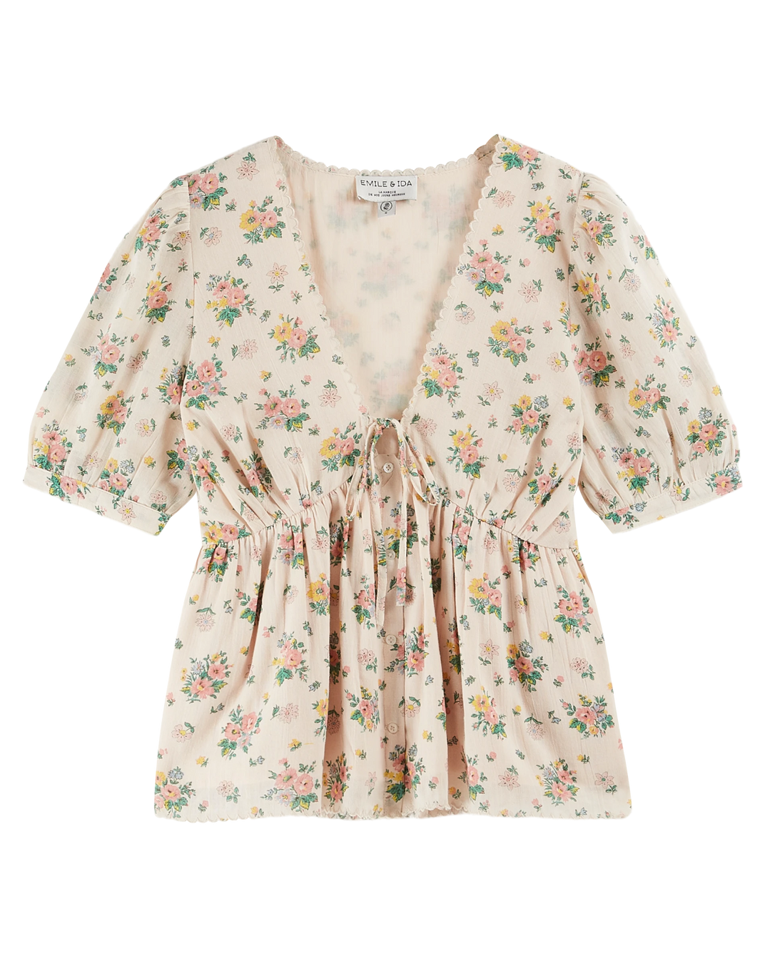 Blouse - col V printemps rose