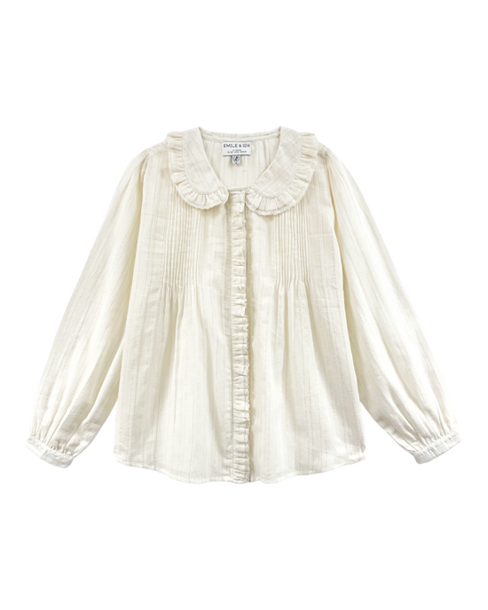 emile et ida Blouse rayures lurex blanc