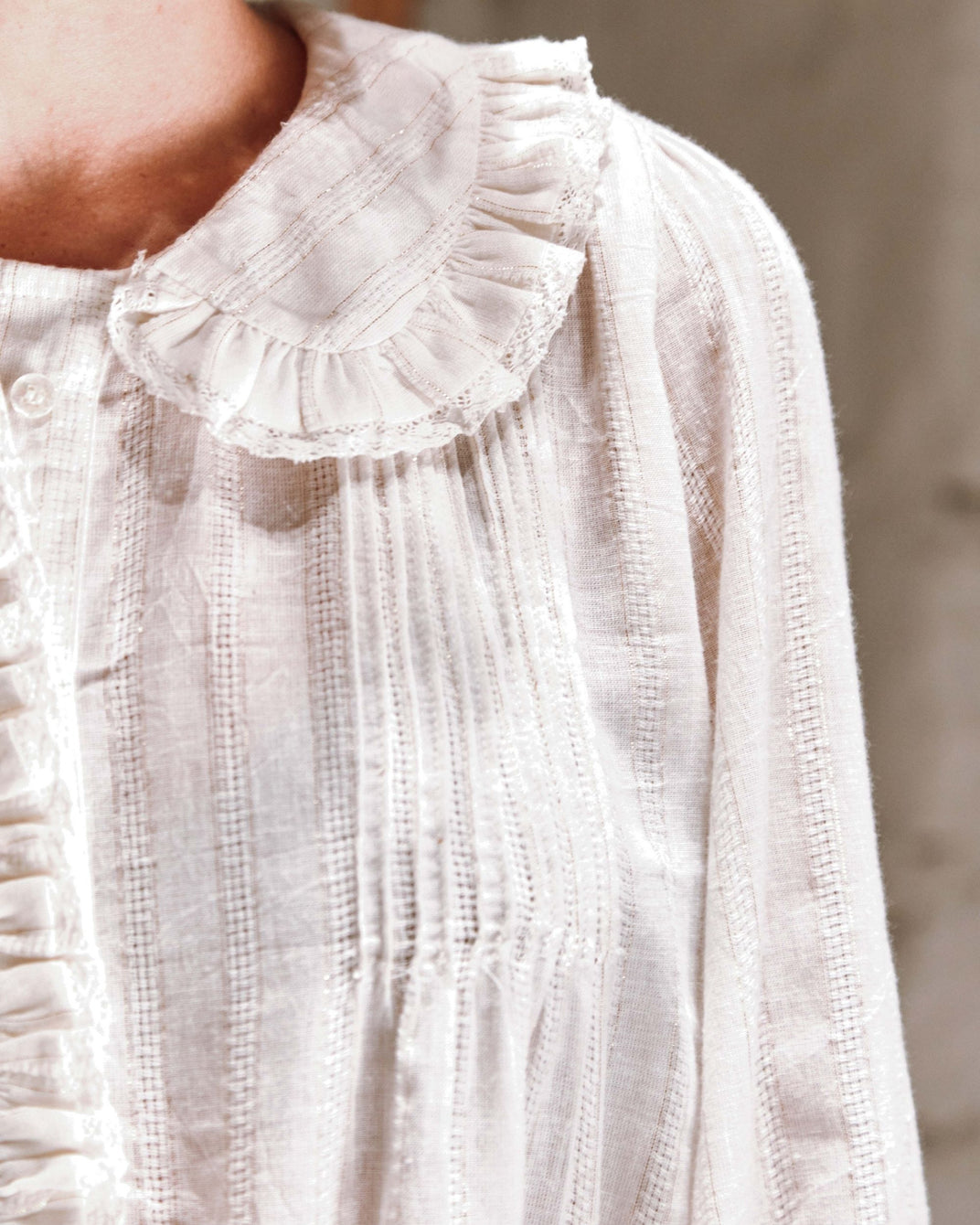 Blouse - rayures lurex blanc